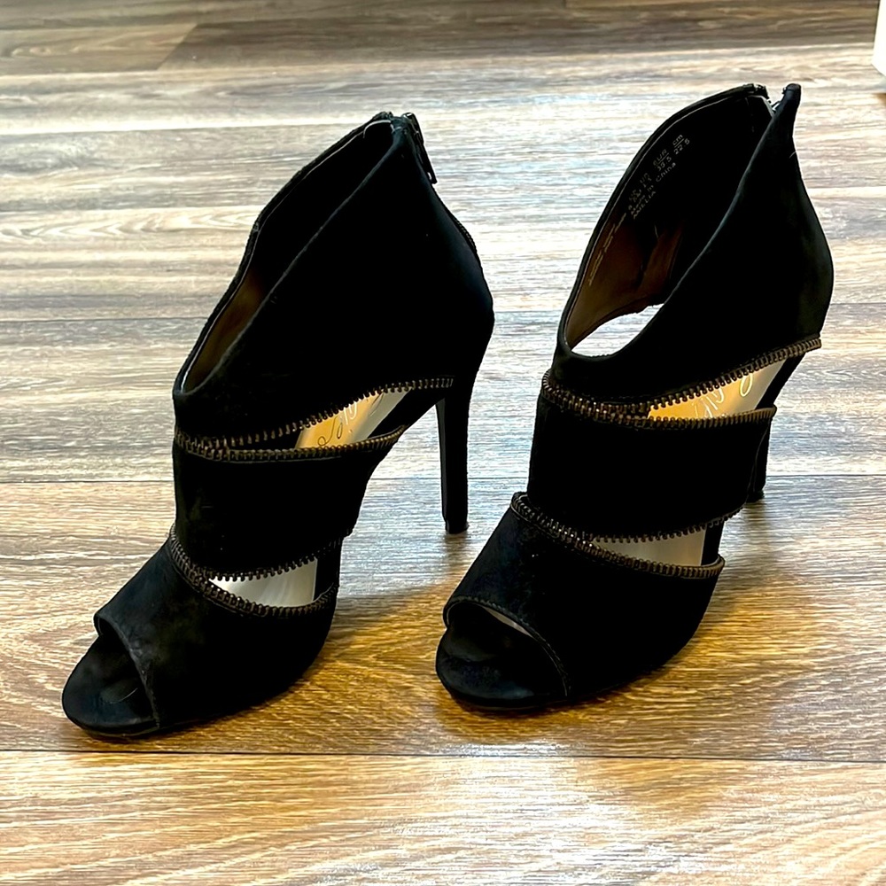 Fergie black microsuede heels 5.5m NWOB